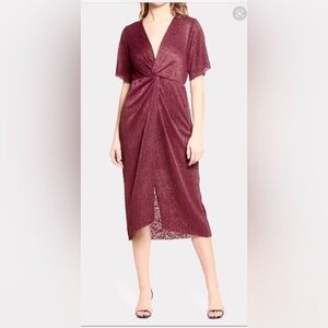 All In Favor burgundy midi dress
